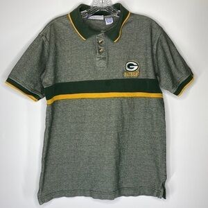 Vintage Logo 7 Green Bay Packers Polo Short Sleeve Shirt Medium